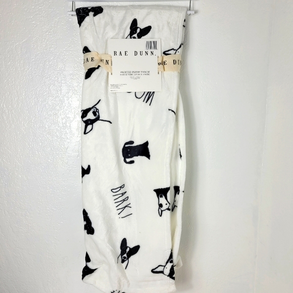 Rae Dunn Dog, Bark, Woof Throw Blanket